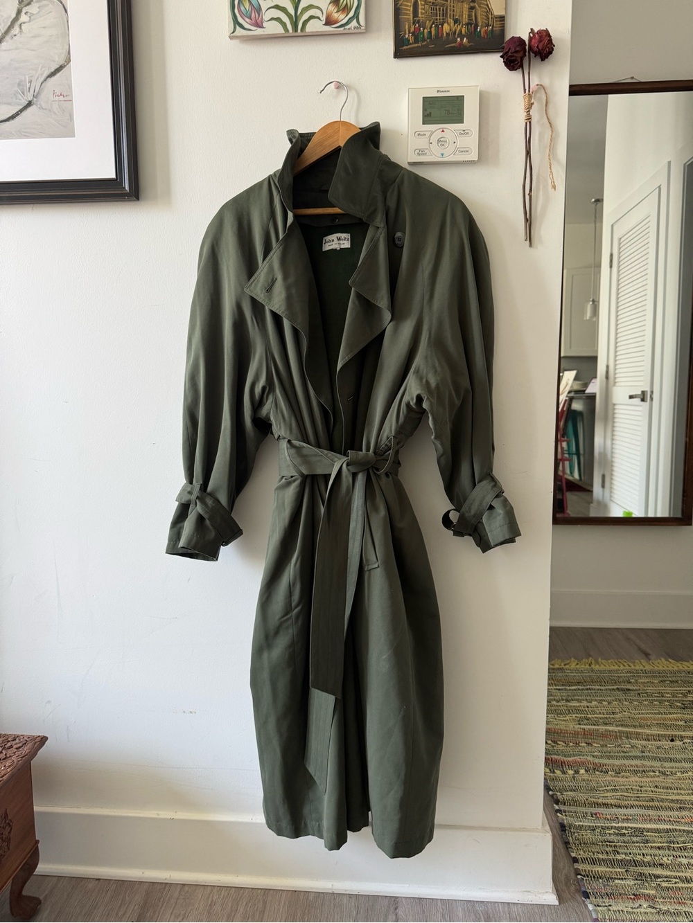Vintage two piece wool lined trench classic belted parachute trench